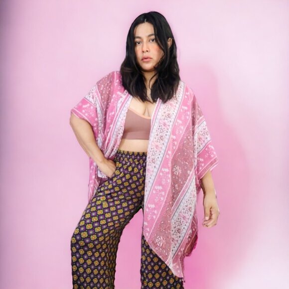 Lucky Brand NWT $88 floral boho lightweight kimono cardigan women's OS - Picture 10 of 10